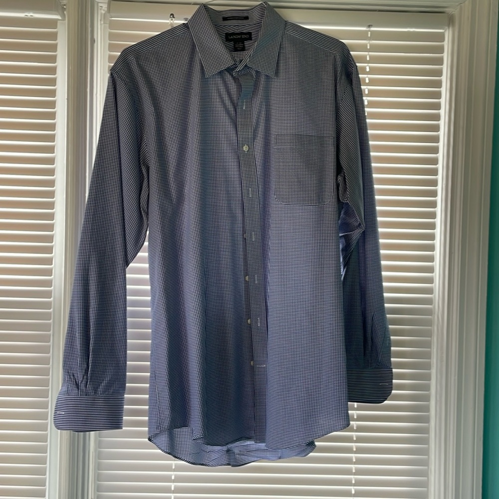 Lands’ End dress shirt, fine checkered print